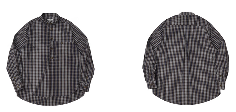 retro plaid stand collar shirt N4313