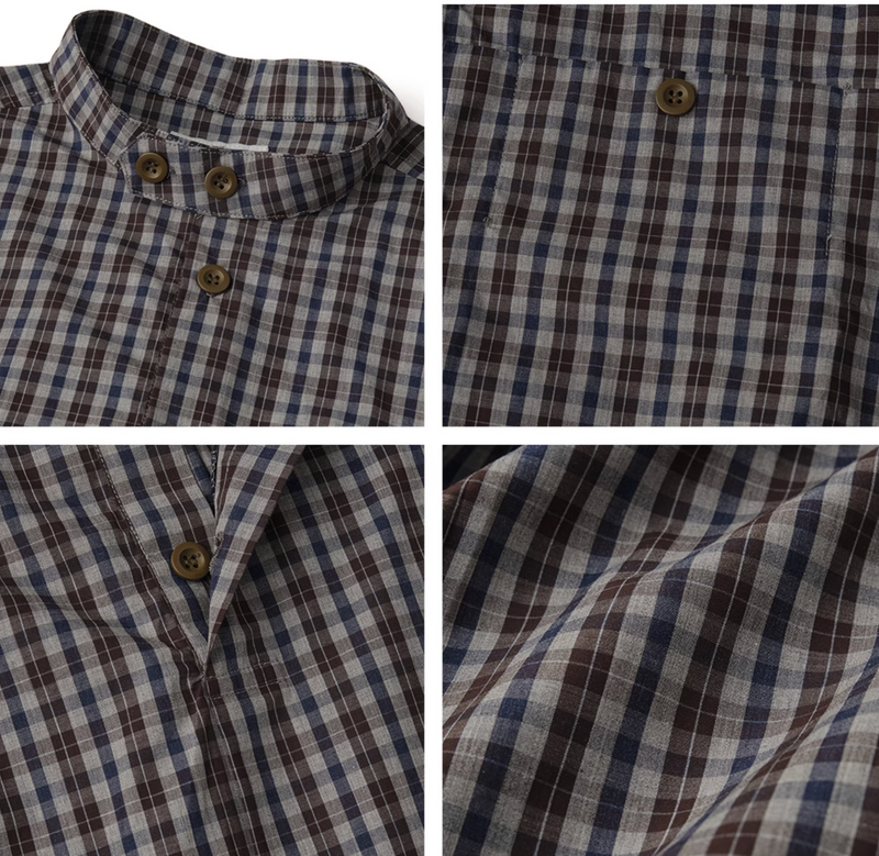 retro plaid stand collar shirt N4313