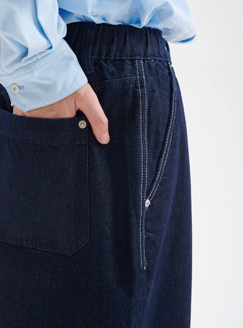 【12OZ】Retro stitch straight denim pants   N4338