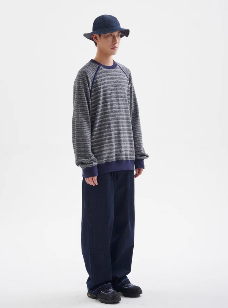 contrast border knit / 高密度編みニットセーター  N4343