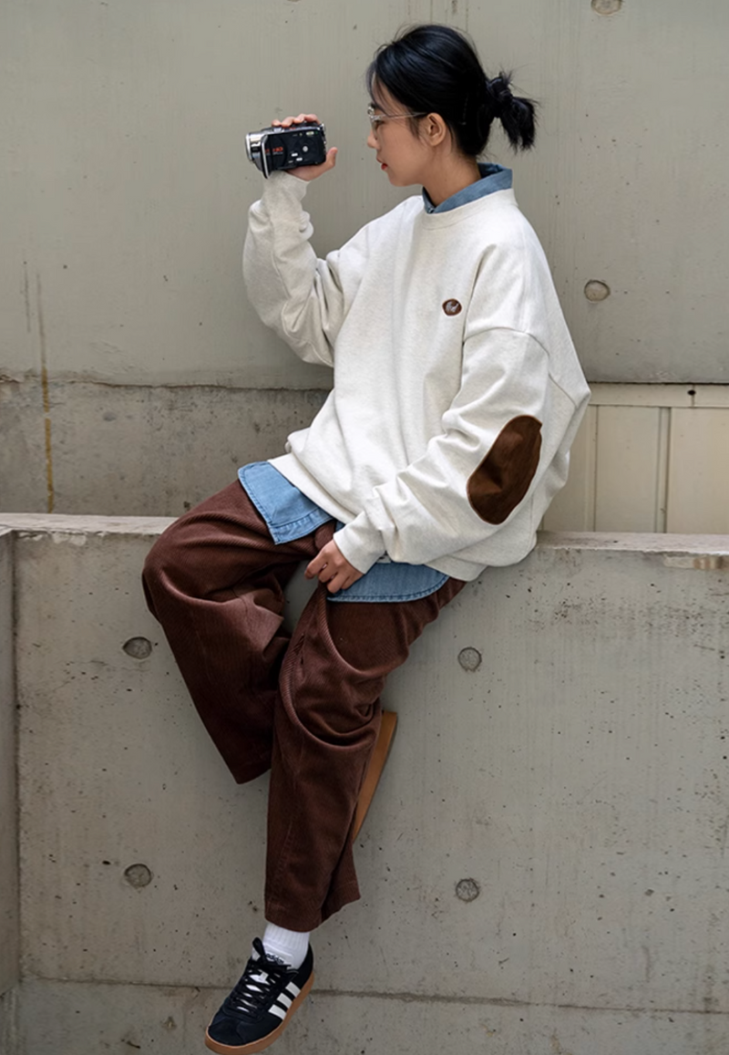 retro elbow patch sweatshirt  / エルボーパット付きスウェット N4424