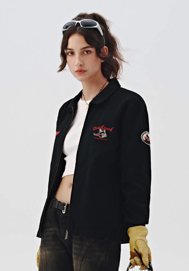 retro embroidery coach jacket N4373