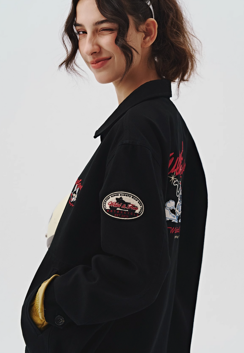 retro embroidery coach jacket N4373