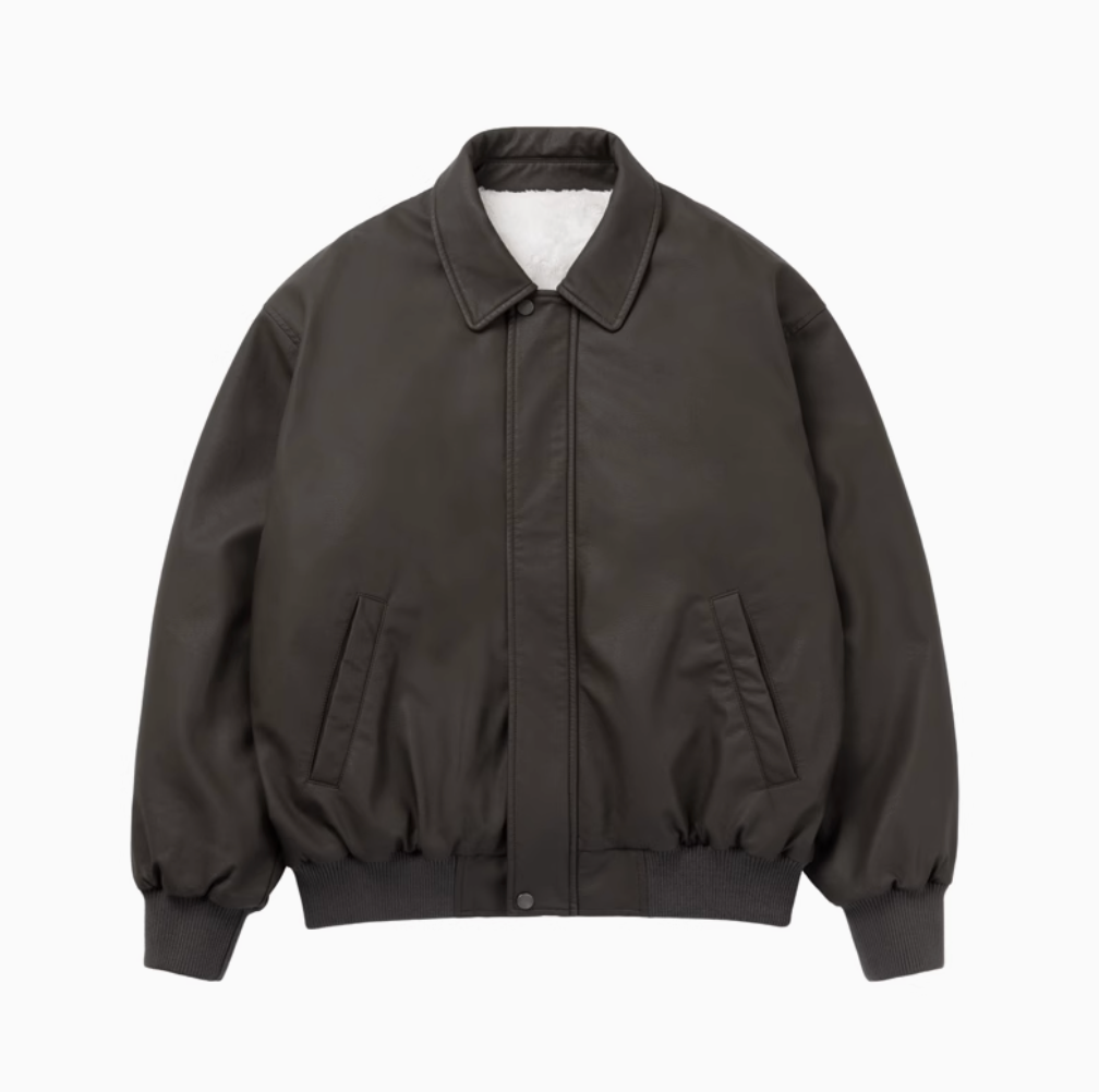 Retro sherpa PU leather jacket N4416