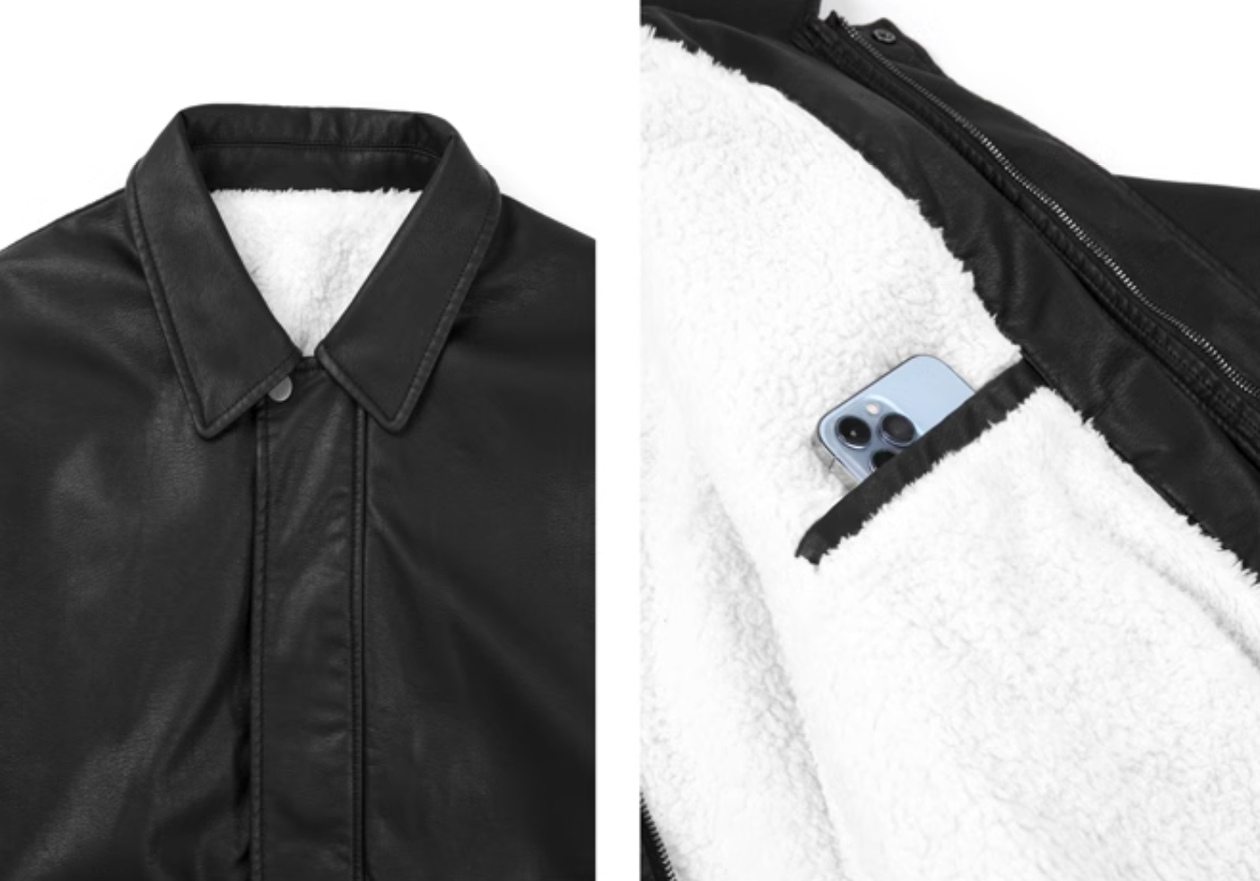 Retro sherpa PU leather jacket N4416