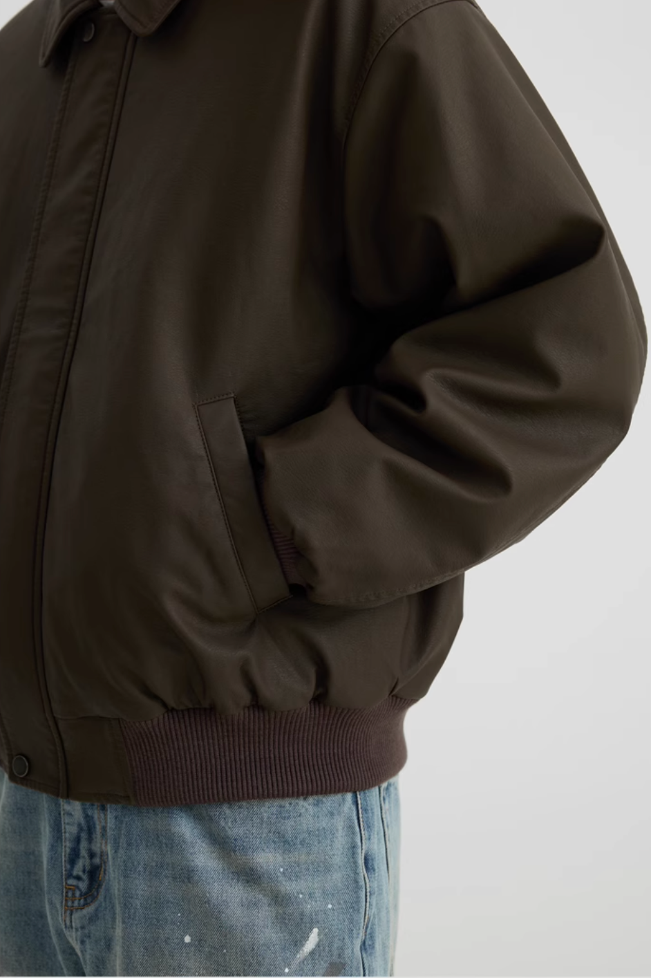 Retro sherpa PU leather jacket N4416