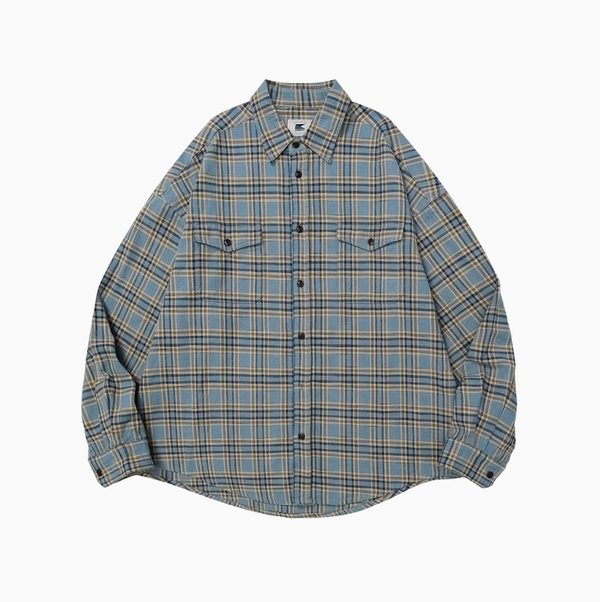 oversized check shirt / 高密度編みネルシャツ  N4543