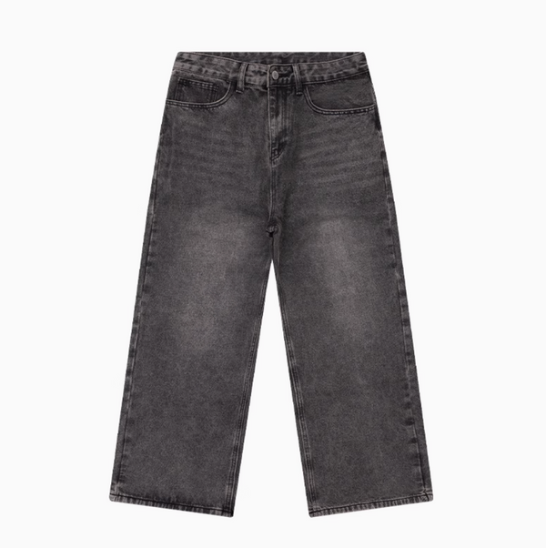 washed straight denim pants   N4557