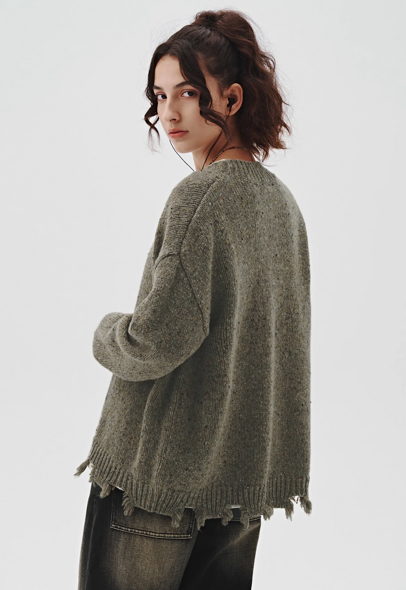 distressed knit cardigan / ウールニットカーディガン  N4588