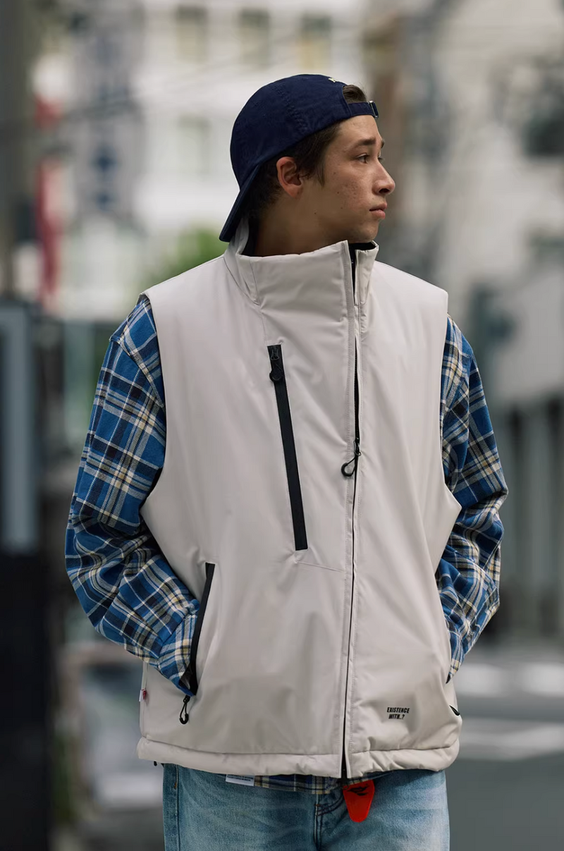 【防水防風機能性】waterproof light zip vest / プリマロフト機能性防風ダウンベスト  N4593