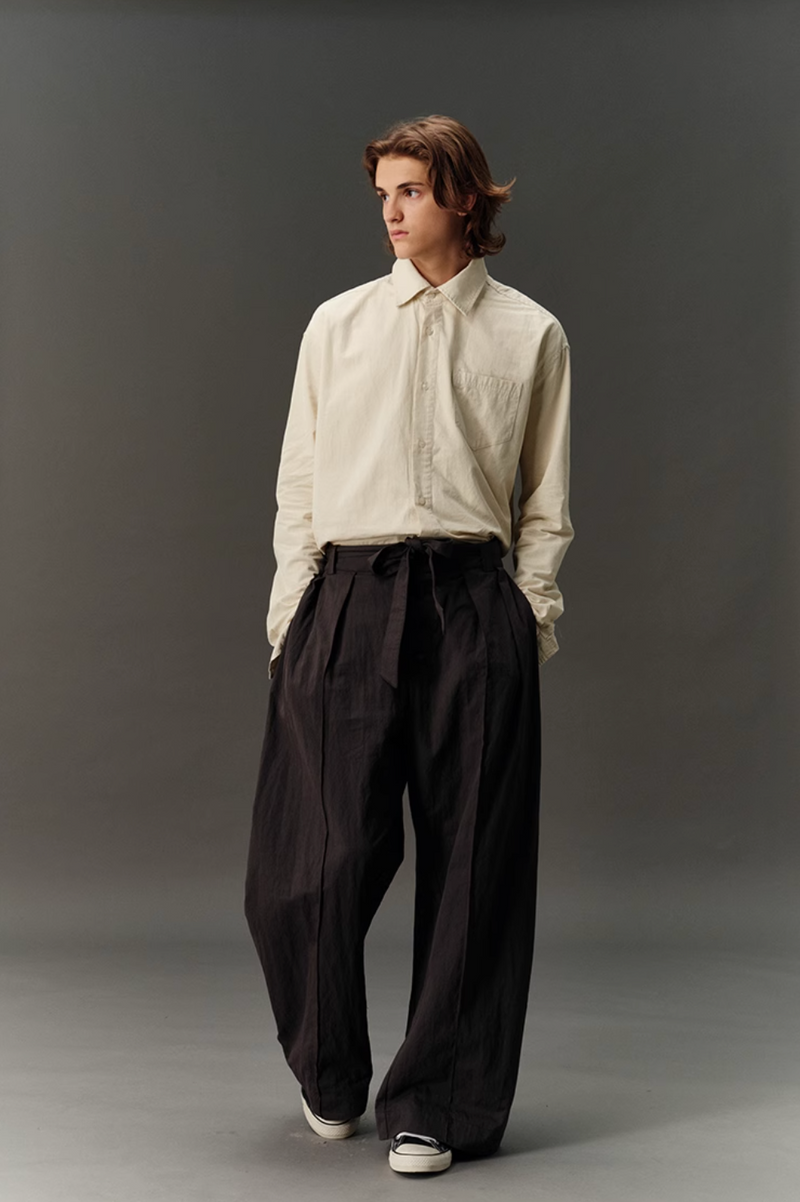 pleated wide pants   N4620