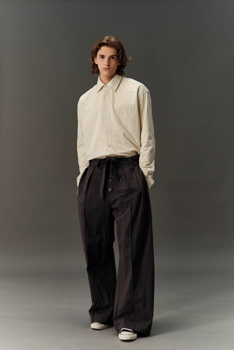 pleated wide pants   N4620