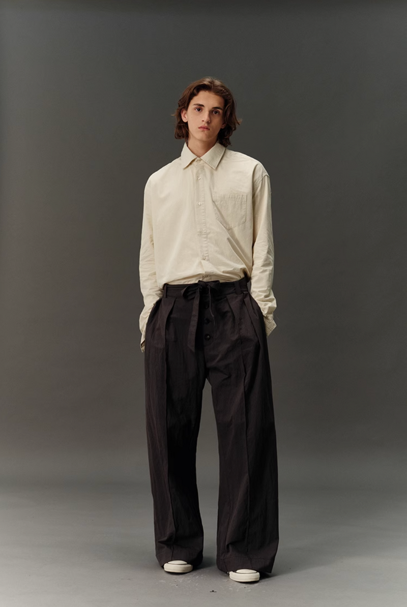 pleated wide pants   N4620