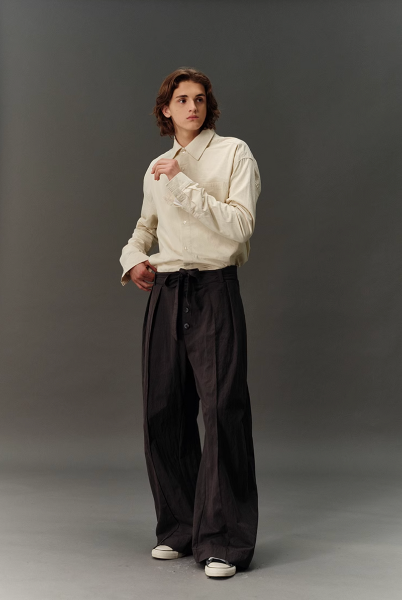 pleated wide pants   N4620