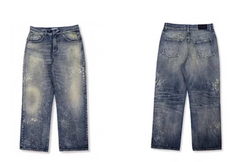 Washed distressed denim pants   N4634