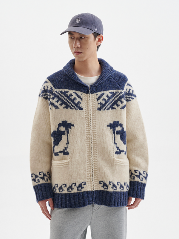 【ウール100%】nordic penguin cardigan   N4611