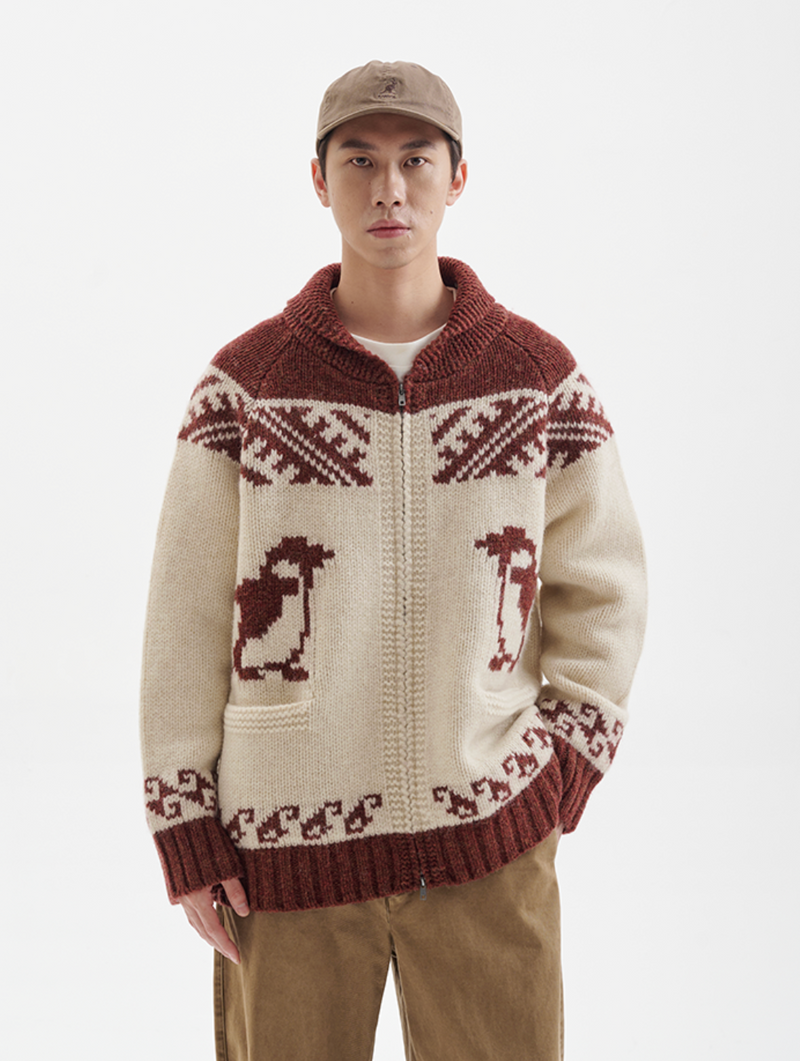 【ウール100%】nordic penguin cardigan   N4611