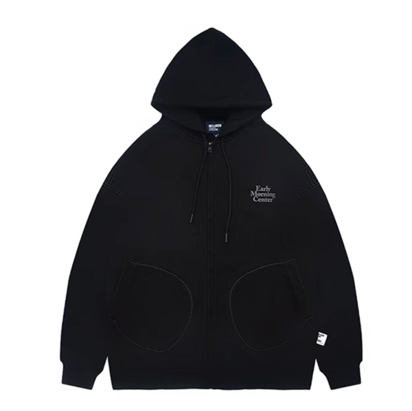 【440G】logo print zip hoodie   N4641