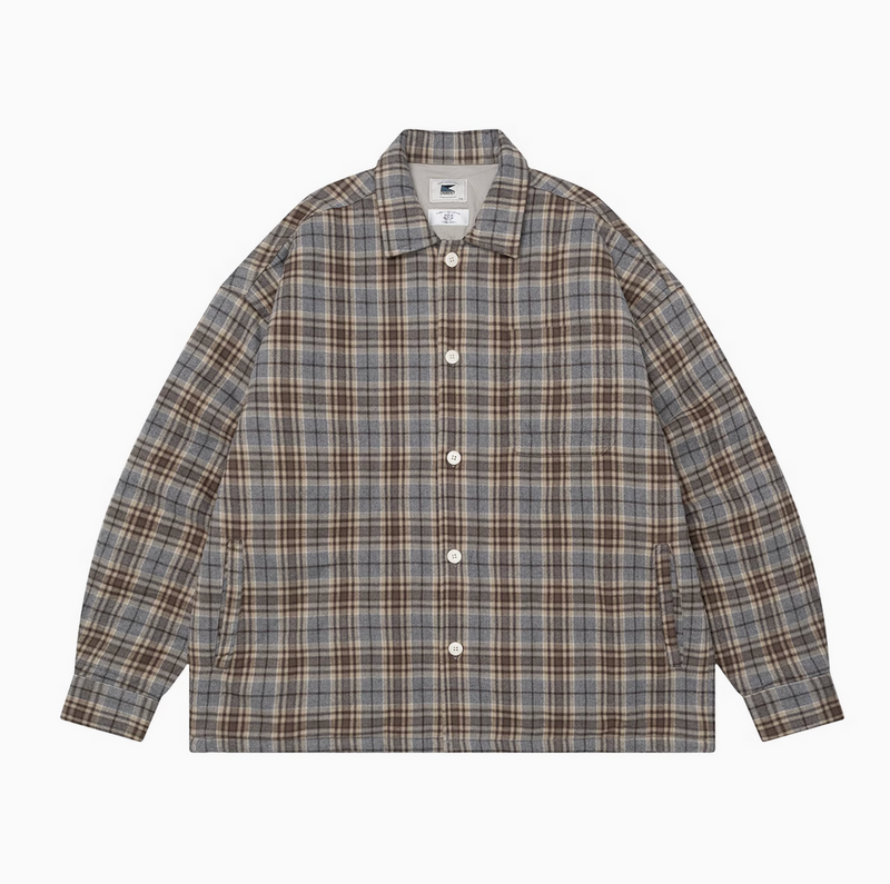 【中綿入り】quilted check shirt jacket   N4625