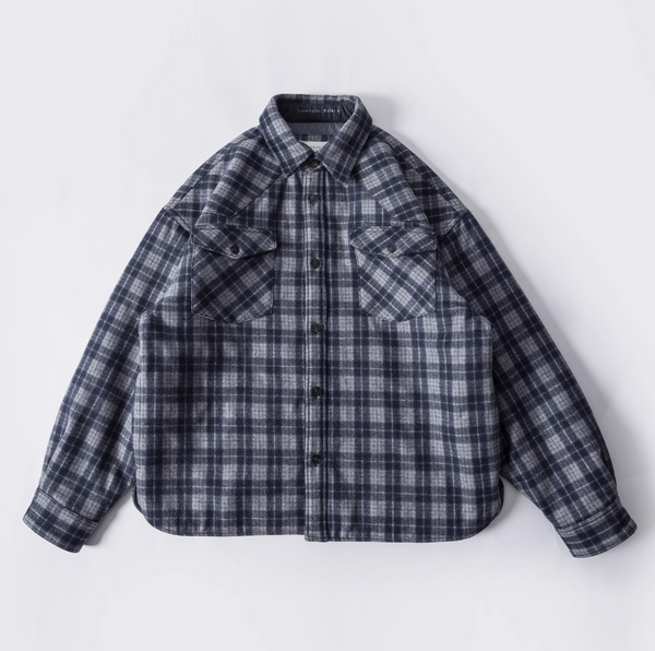 【中綿入り】checked quilted shirt jacket /  N4636