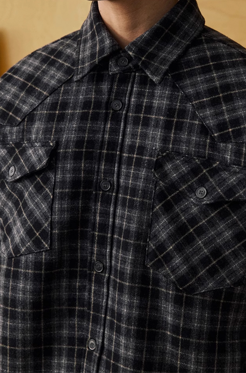 【中綿入り】checked quilted shirt jacket /  N4636