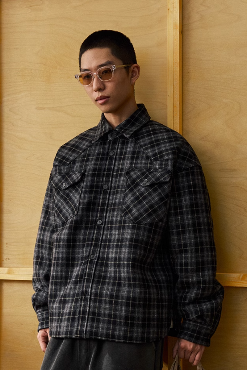 【中綿入り】checked quilted shirt jacket /  N4636