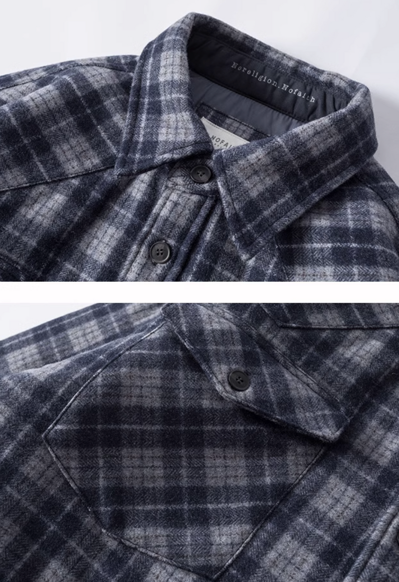 【中綿入り】checked quilted shirt jacket /  N4636