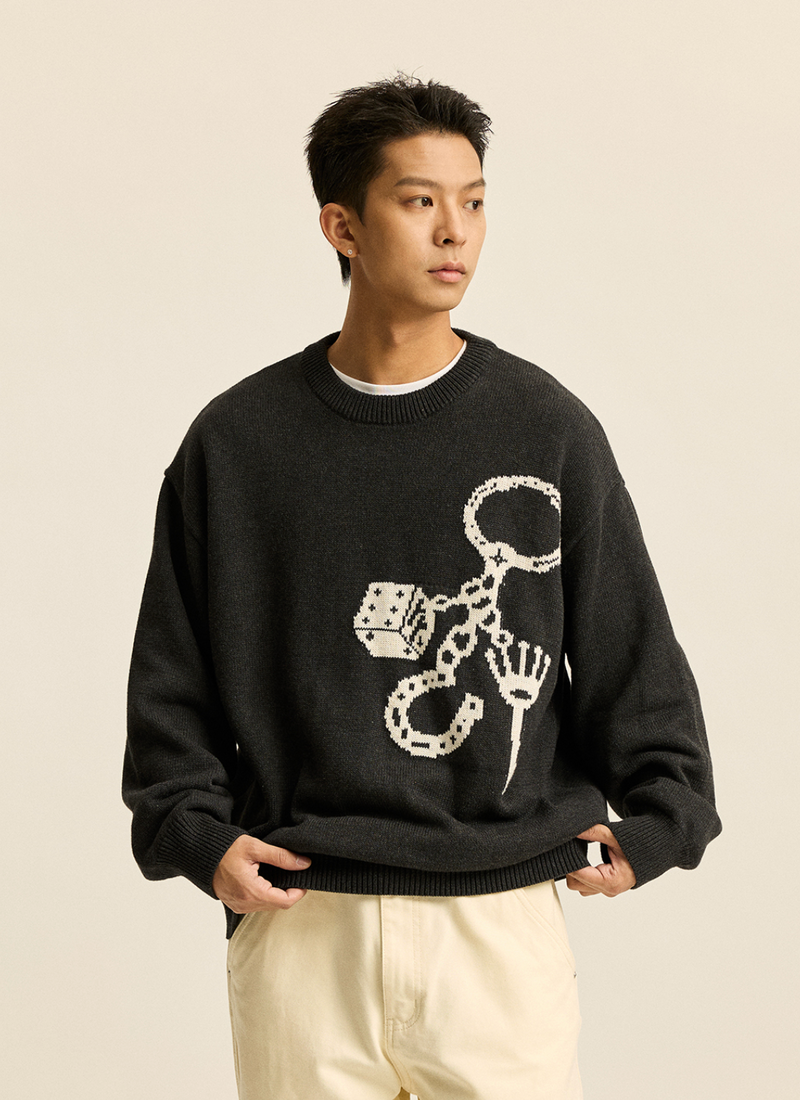 keychain knit sweater / 高密度編みセーター  N4663