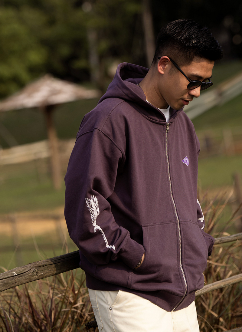 【420G】arrow sleeve print hoodie  / フルジップフーディ N4664