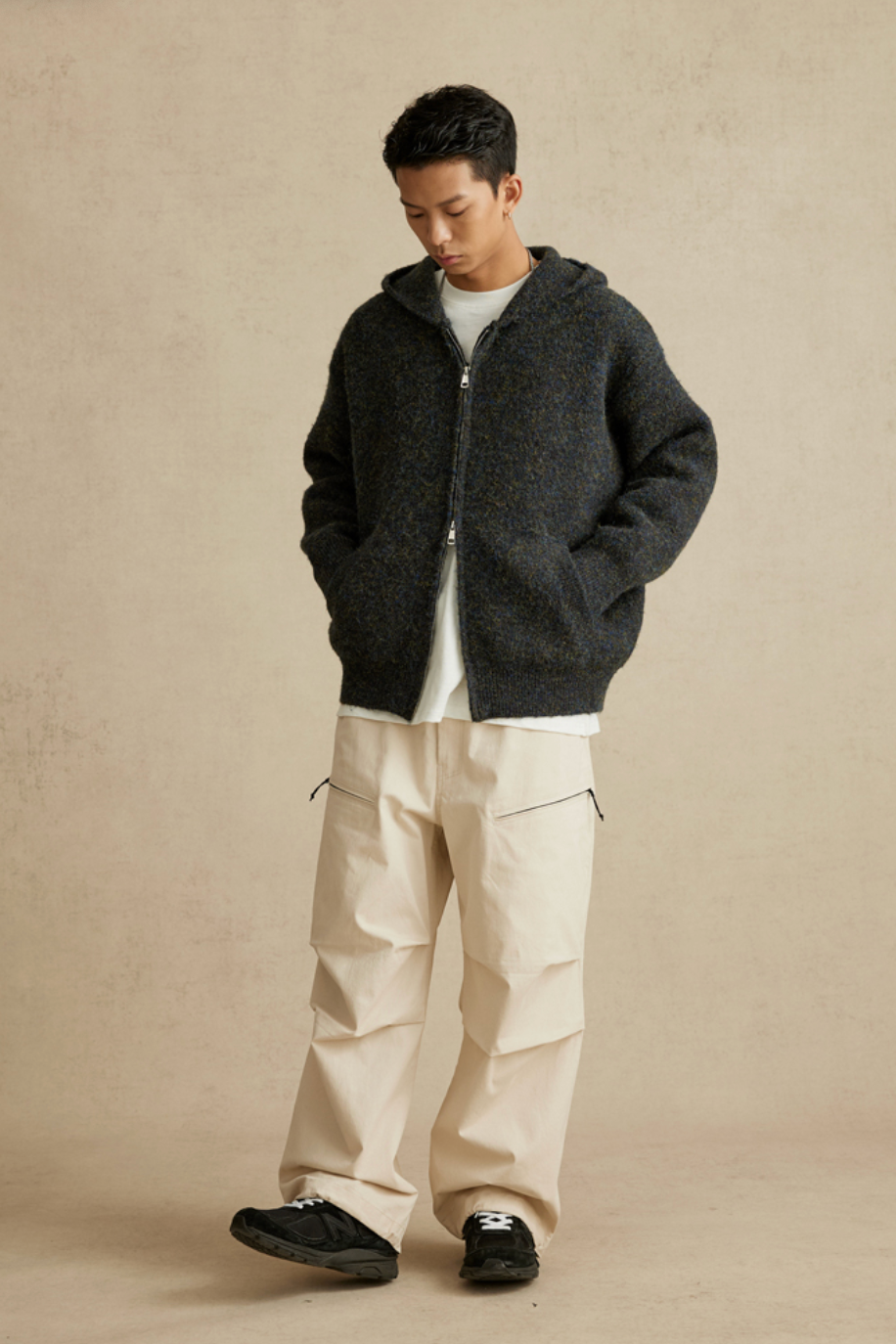 knit zip hoodie N4671