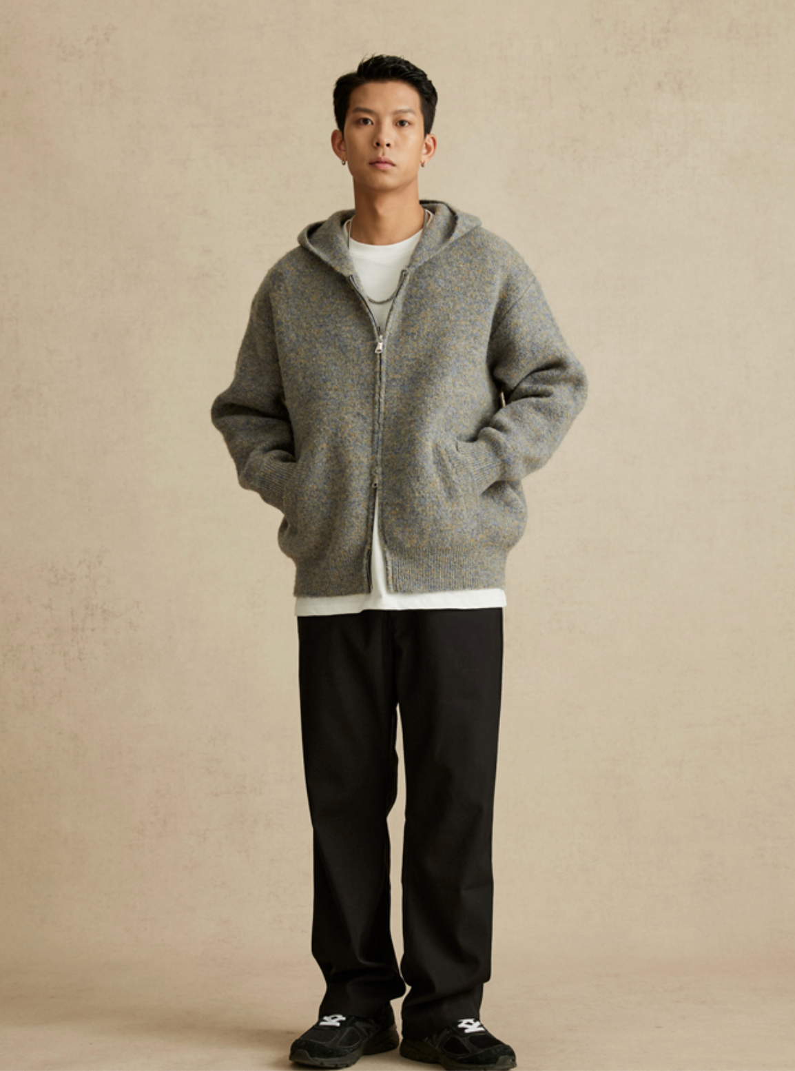 knit zip hoodie N4671