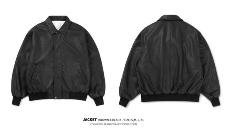 【裏地ボア】short pu leather jacket   N4672