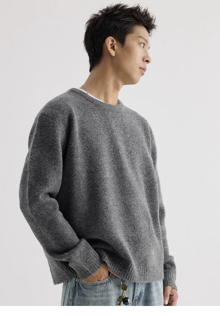 【ウールブレンド】round neck wool sweater   N4673