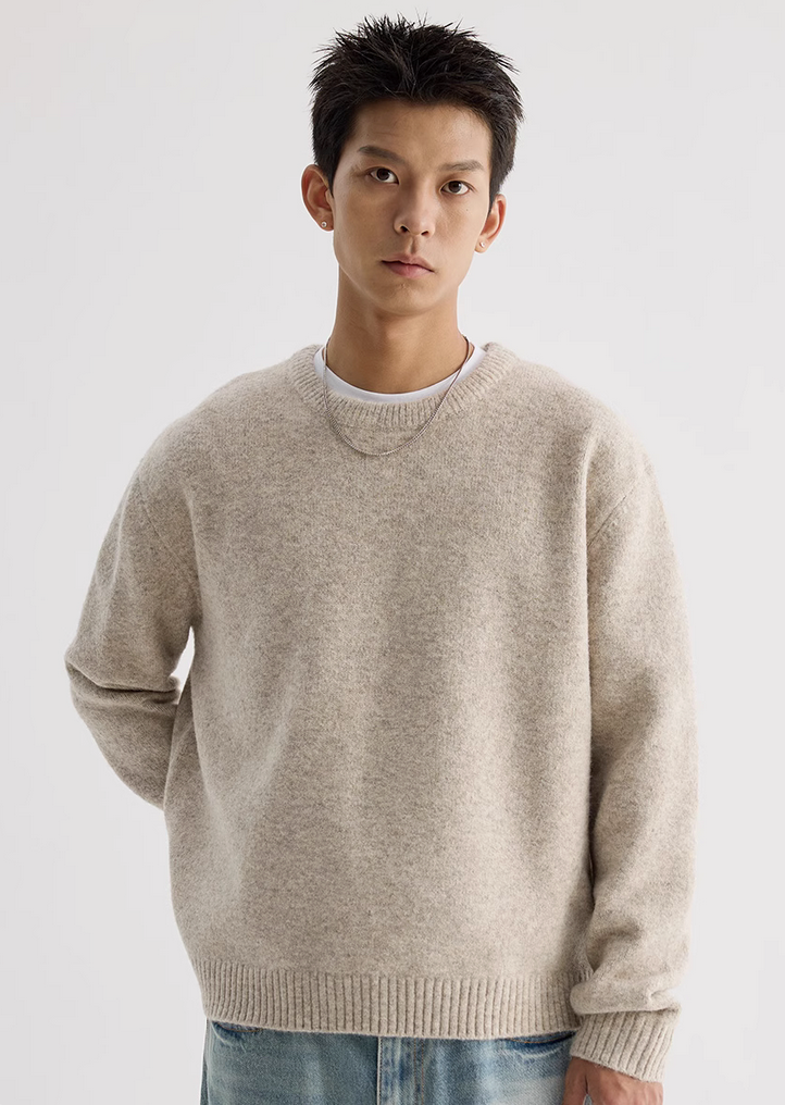 【ウールブレンド】round neck wool sweater   N4673