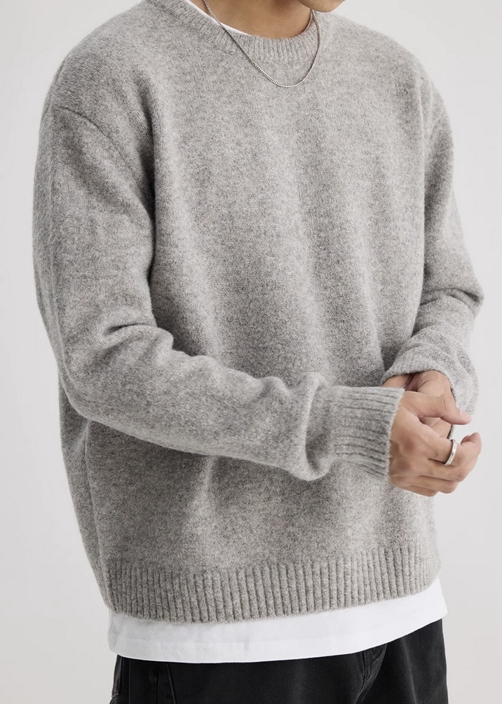 【ウールブレンド】round neck wool sweater   N4673