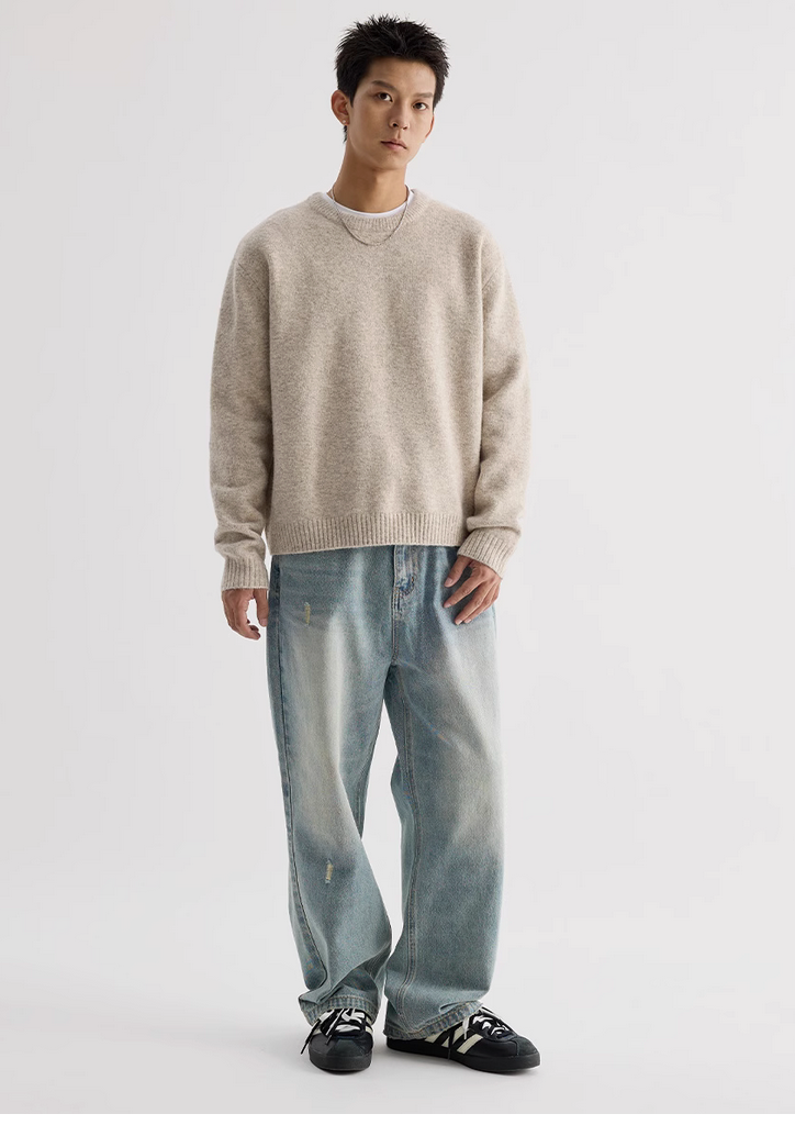 【ウールブレンド】round neck wool sweater   N4673