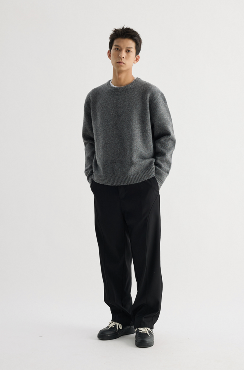 【ウールブレンド】round neck wool sweater   N4673