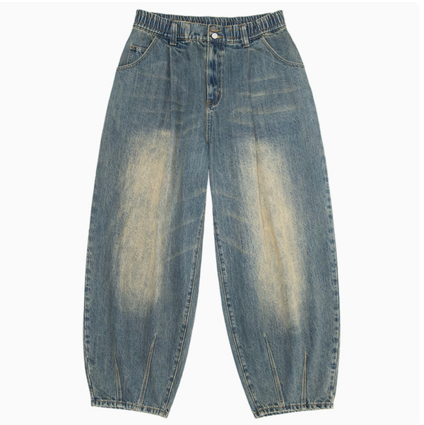 Heavy wash wide denim pants   N4706