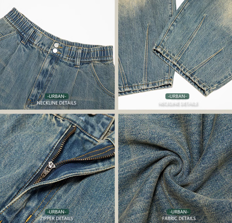 Heavy wash wide denim pants   N4706