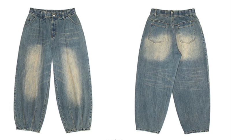 Heavy wash wide denim pants   N4706