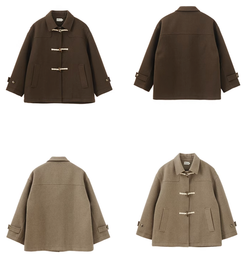 【ウールブレンド 3M社ダウン入り】horn button retro coat   N4716