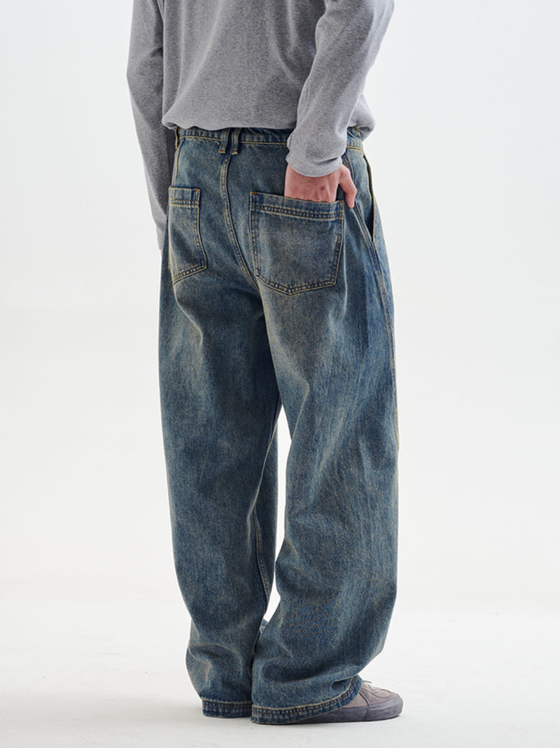 【13オンス】curve splicing denim pants   N4722