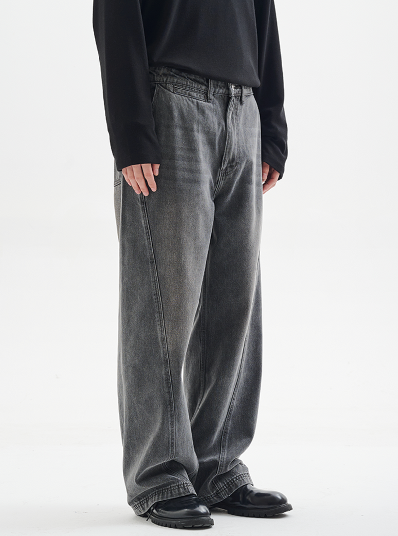 【13オンス】curve splicing denim pants   N4722