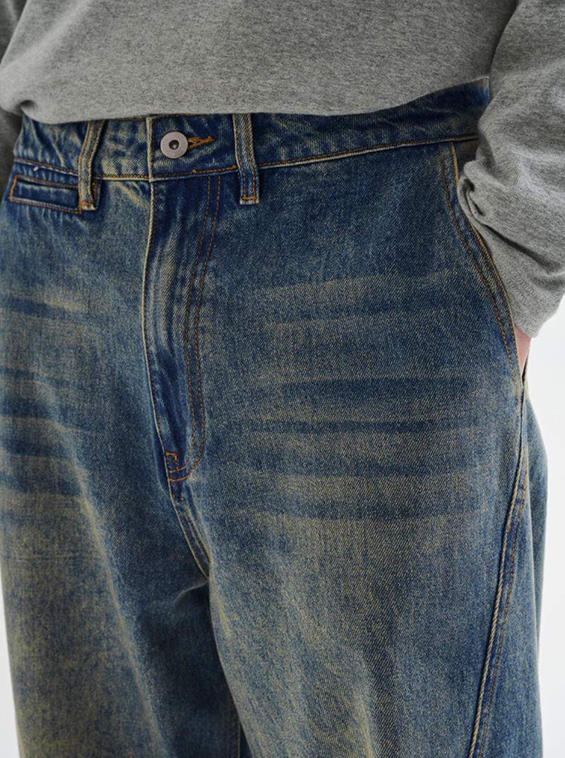 【13オンス】curve splicing denim pants   N4722