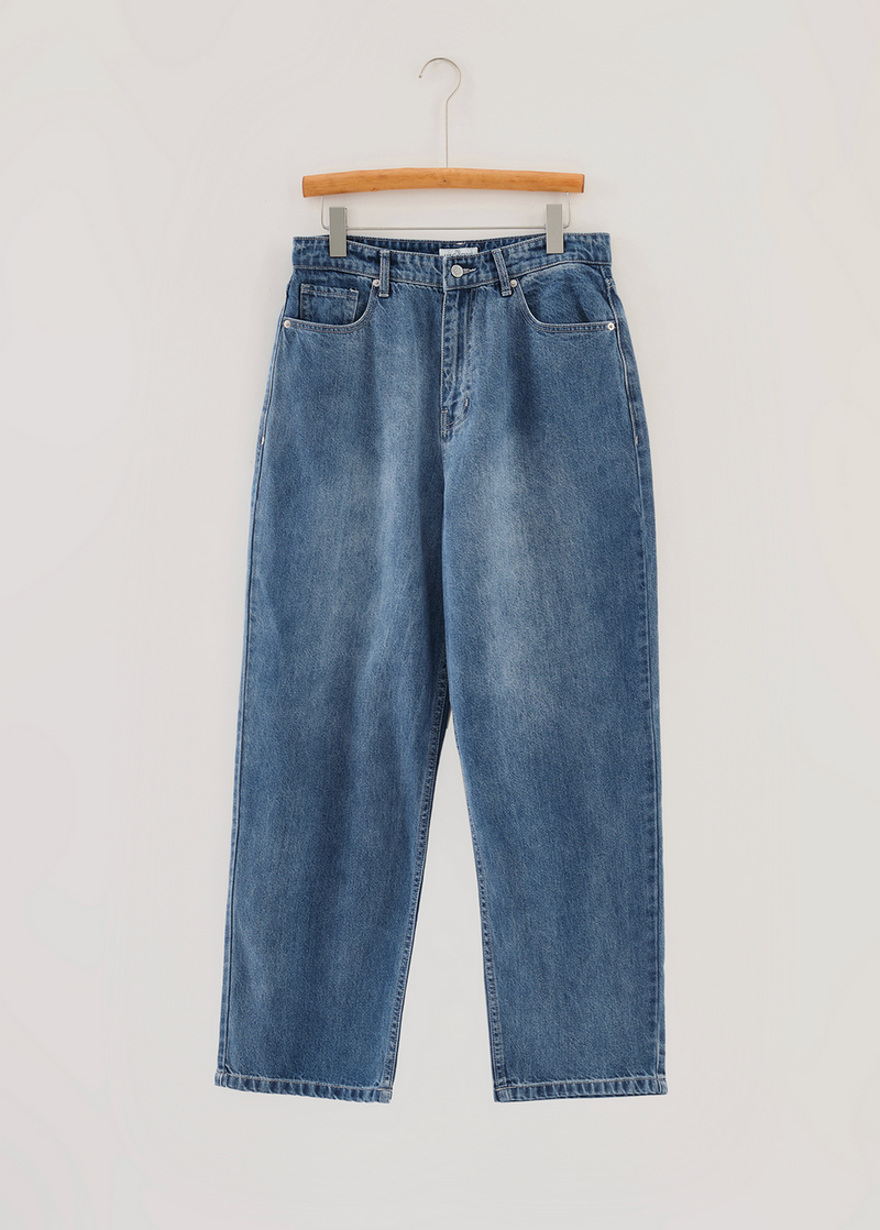 straight blue denim pants   N4749