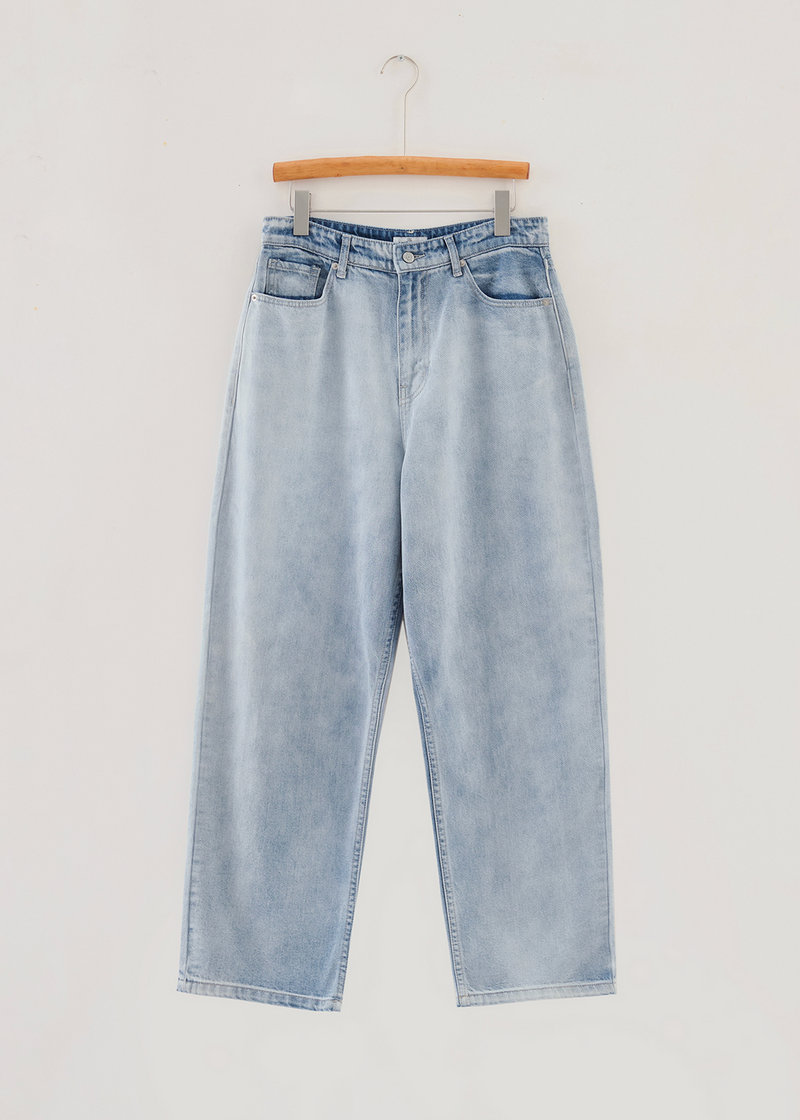 straight blue denim pants   N4749