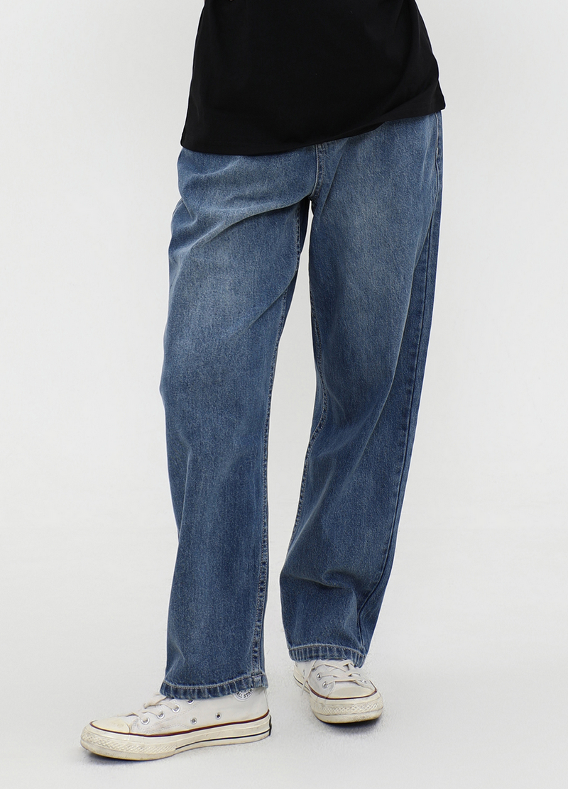 straight blue denim pants   N4749