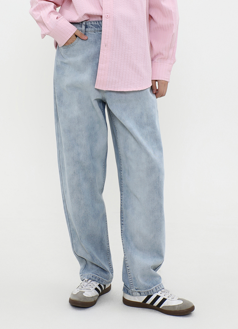 straight blue denim pants   N4749