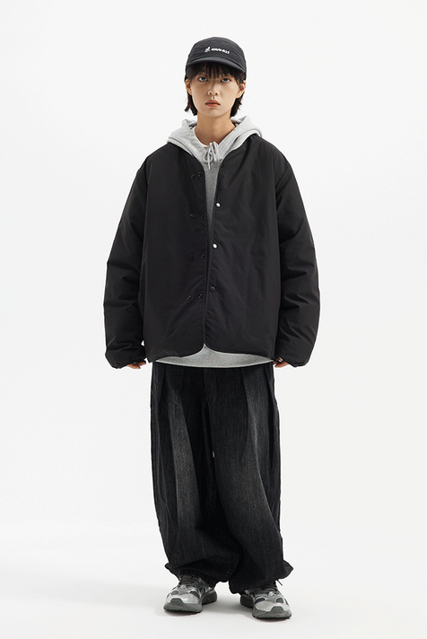 Reversible collarless quilted down jacket N4800