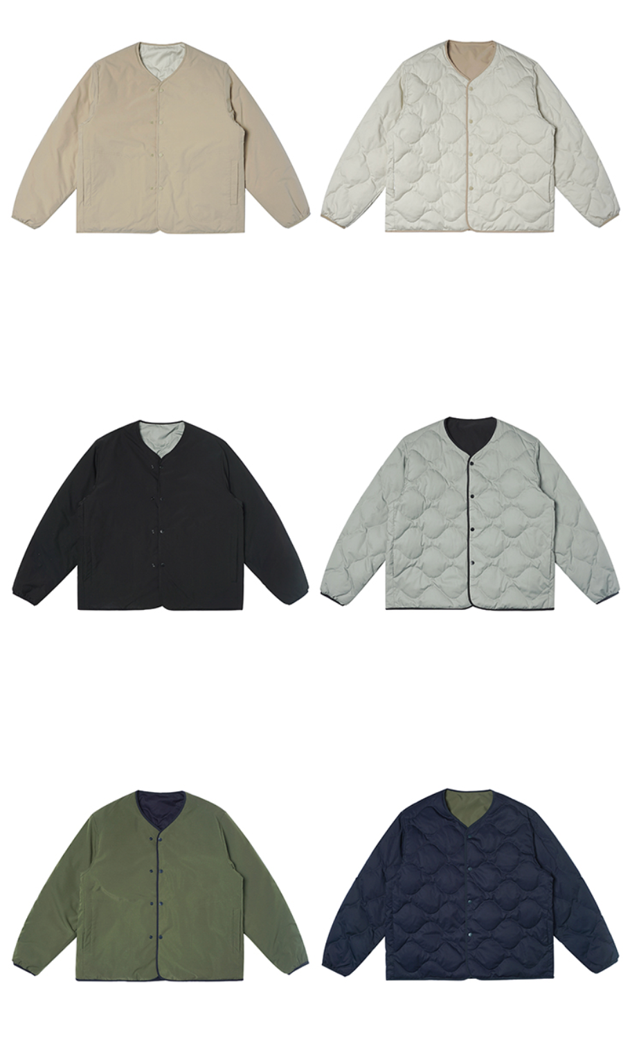 Reversible collarless quilted down jacket N4800